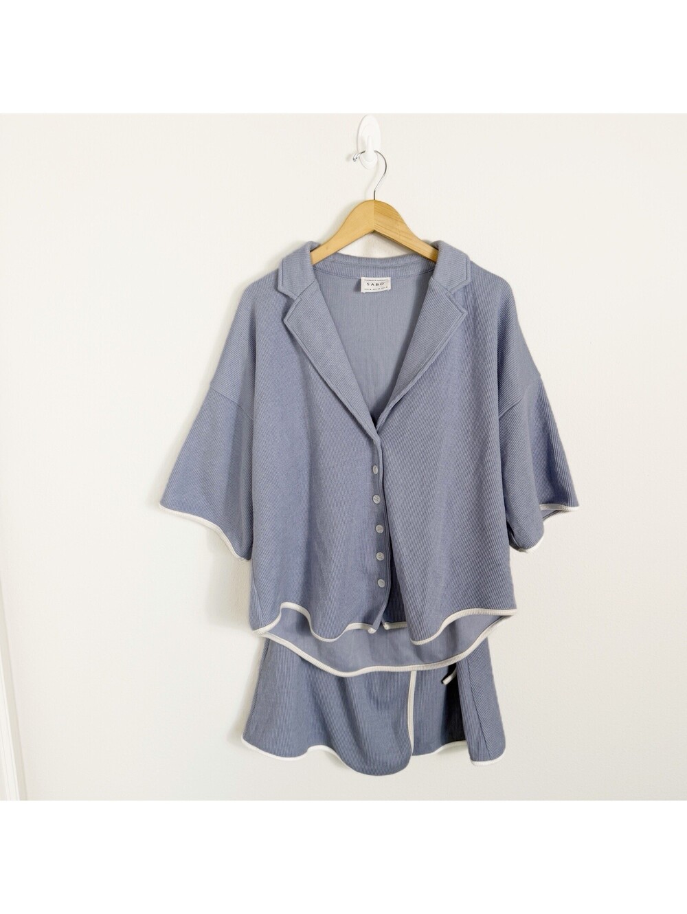 Sabo Skirt Nari Top And Skirt Set Blue Knit Sweater Button Down Top Size 6/8